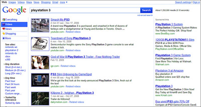 Google Video Search Results