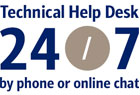Technical Help Desk 24/7 by phone or chat