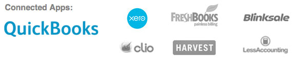 Connected Apps: QuickBooks, Xero, FreshBooks, Blinksales, Clio, Harvest, LessAccounting