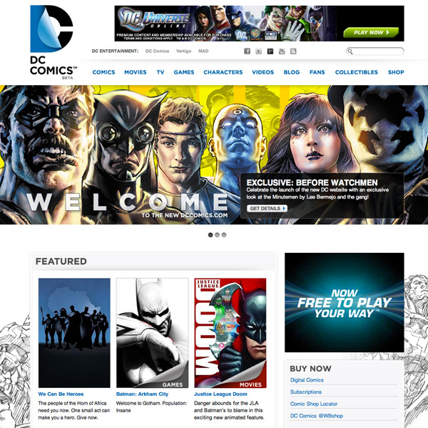 DC Comic Website Redesign