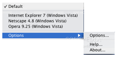 Screenshot of User Agent Switcher add-on for FireFox