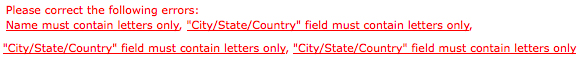 City / State / Country Field does not accept '/' as a character. Argggh!