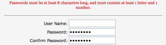 Password must include numbers and letters -  why didn't you say so??