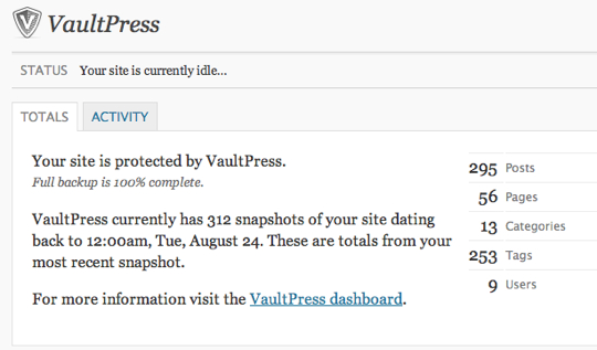 VaultPress WordPress Backup