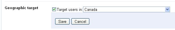 A screenshot of the Geographic Target setting in Google Webmaster Tools: in this case the setting for "Canada" is about to be saved A screenshot of the Geographic Target setting in Google Webmaster Tools: in this case the setting for "Canada" is about to be saved