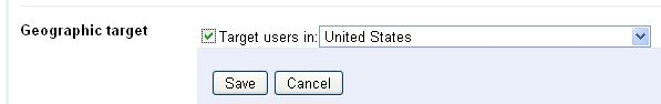 A screenshot of the Geographic Target setting in Google Webmaster Tools. In this case it is set to be saved for the USA A screenshot of the Geographic Target setting in Google Webmaster Tools. In this case it is set to be saved for the USA