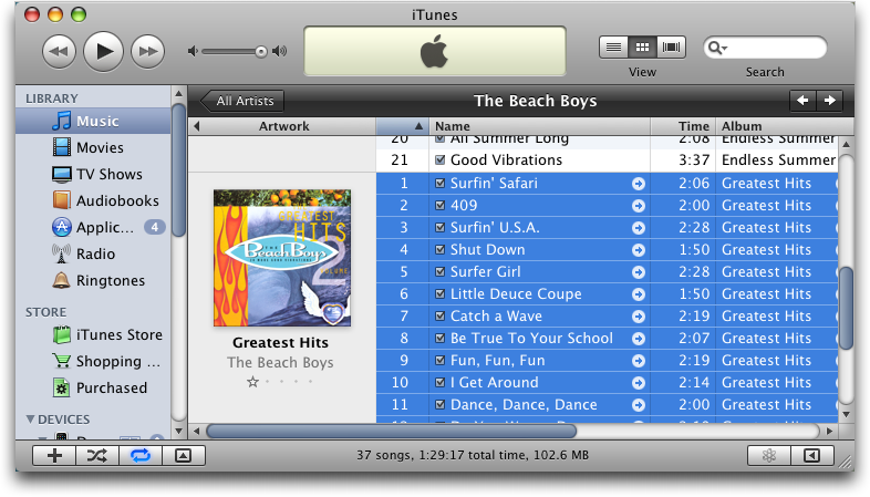 itunes cd selected beach boys