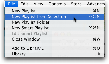 itunes new playlist from selection menu