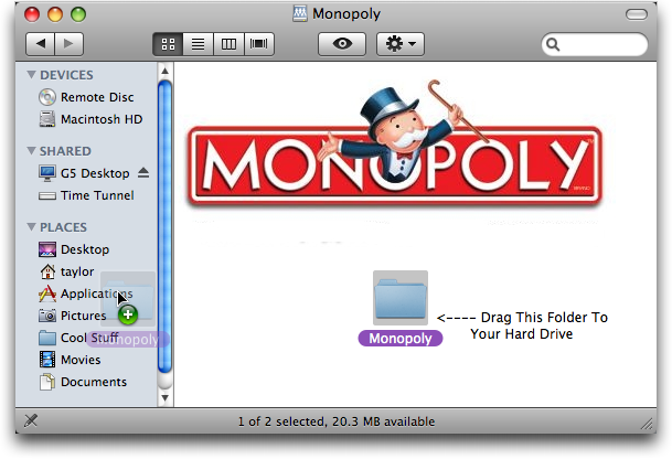 mac os x monop drag drop