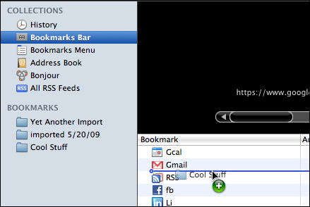 mac safari organize bookmarks draggingfolder