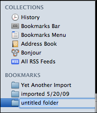 mac safari organize bookmarks folder added