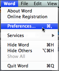 microsoft word preferences