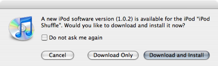 iPod Shuffle 2nd Generation Software Update 1.0.2