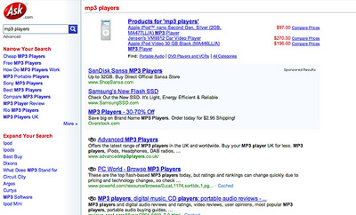 More Sponsored Ads At Ask, Organic Results Below Fold!