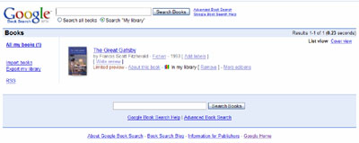 google book search, my library
