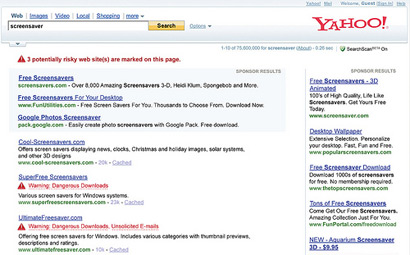 yahoo has new safe search advisories on serps