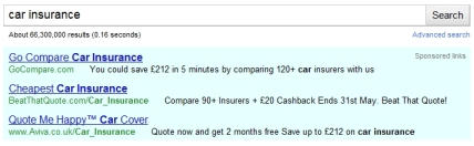 Blue AdWords advert