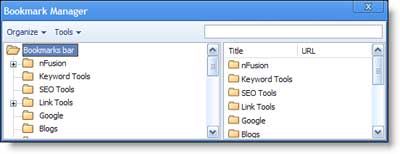 google chrome bookmarking manager