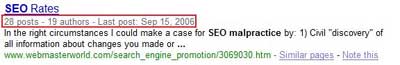 google serp with content information