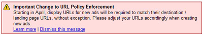 Google AdWords Display URL Policy