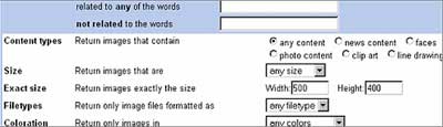 Googles Advanced Image Search