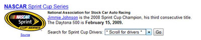 Ask.com Semantic Nascar results