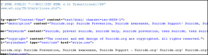-Repeating suicide many times in the meta description, and elsewhere in the-