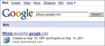 Google Re-launches WHOIS Query Search