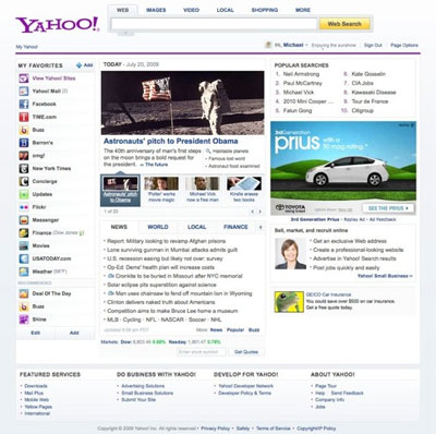 Yahoo New Home Page