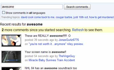 youtube comments realtime