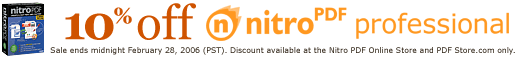 10% off Nitro PDF Professional until midnight, February 28 (PST).