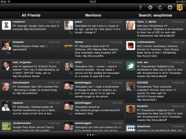 iPad Tweetdeck