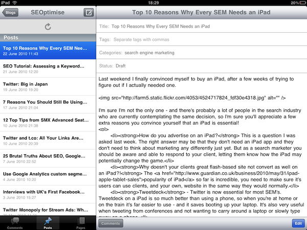 iPad WordPress