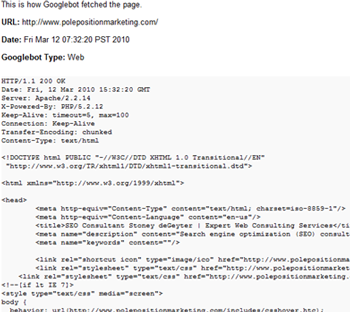 Fetch as Googlebot