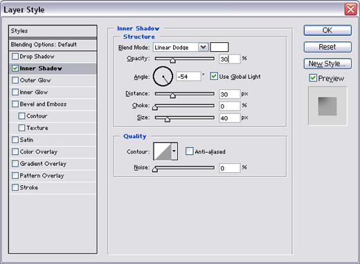 Inner Shadow Settings