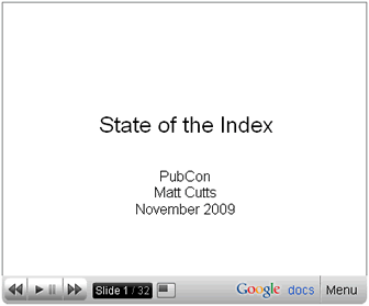 Matt Cutts - State of the Index presentation