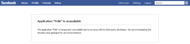 Facebook Poll App unavailable Facebook Poll App unavailable