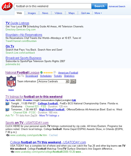 Ask semantic search results