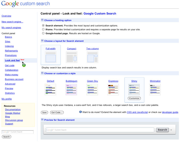 Custom Search Themes