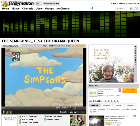 Hulu content on Dailymotion