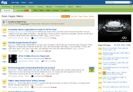 Digg Home Page