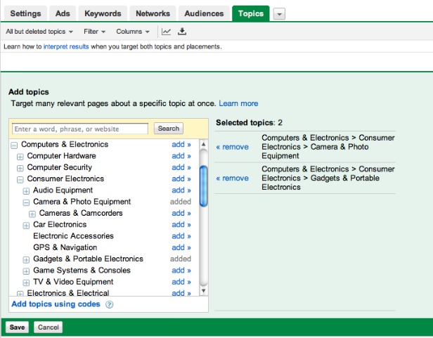 Google Display Network Topics