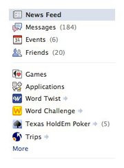 Facebook Left-hand navigation
