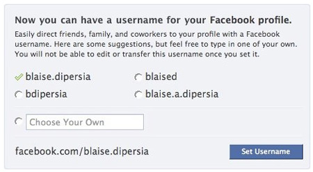 Facebook Vanity URLs