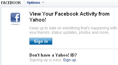 Facebook Connect on Yahoo