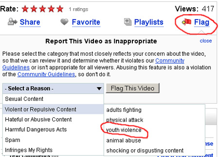 YouTube's Youth Violence Flag