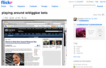 Digg toolbar on Flickr