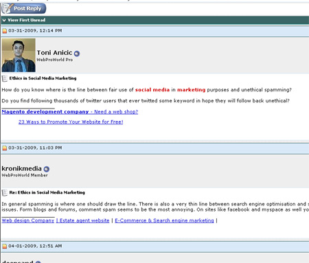 Posting in a Forum