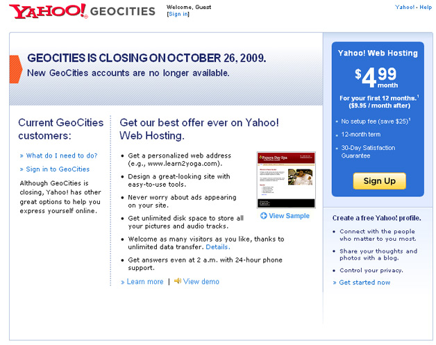 GeoCities Closes
