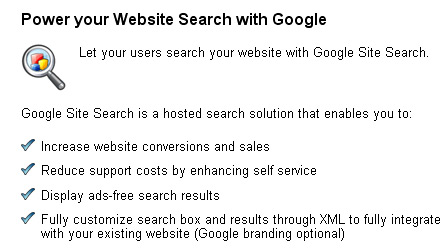 Google Site Search List